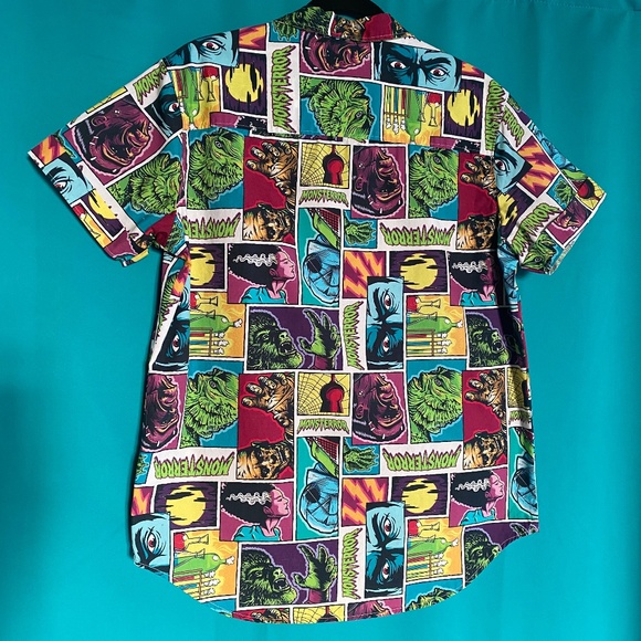 Unique Vintage x Universal Monsters Hawaii Print Button Down Shirt Men's L 10-12 - Picture 5 of 14